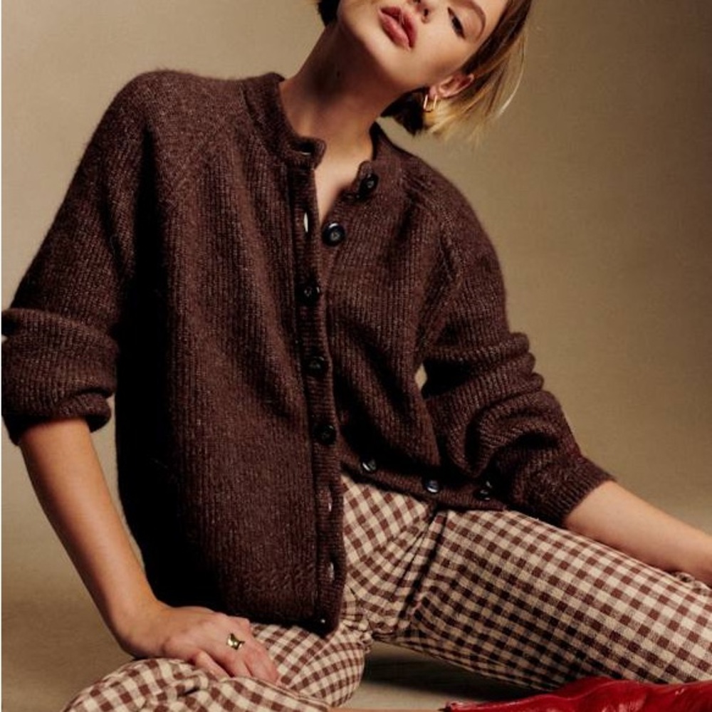 Sézane Othello Cardigan Mocha | Alpaca Knit | Size XS